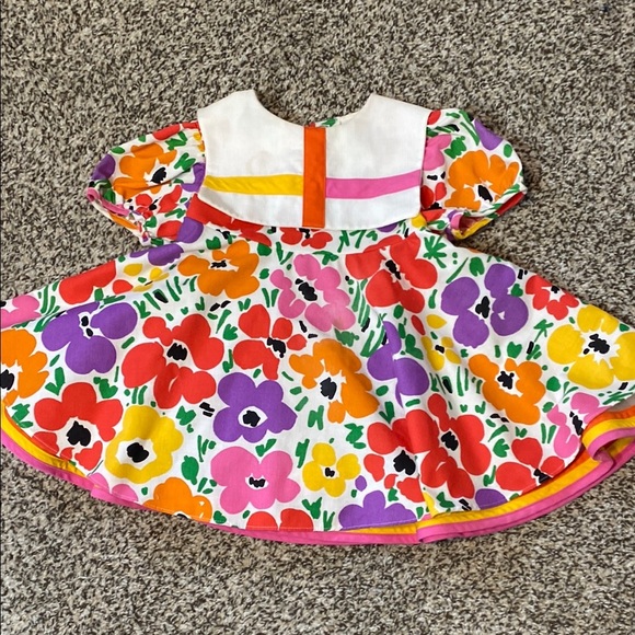 VNTG Isabella Floral Red and Purple  Sundress with Puff Cap Sleeves & Bib Collar - Picture 12 of 12